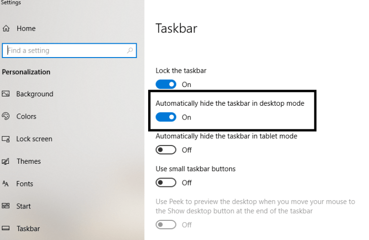 taskbar right click hide